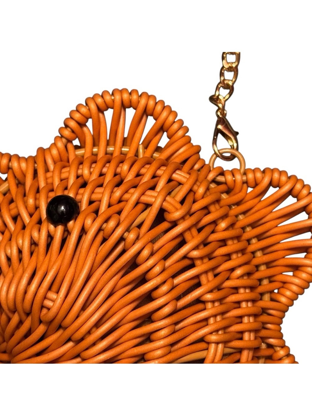 Tommy Bahama Viral Orange / Brown Wicker Seahorse Crossbody Bag Clutch NWT - Picture 2 of 7